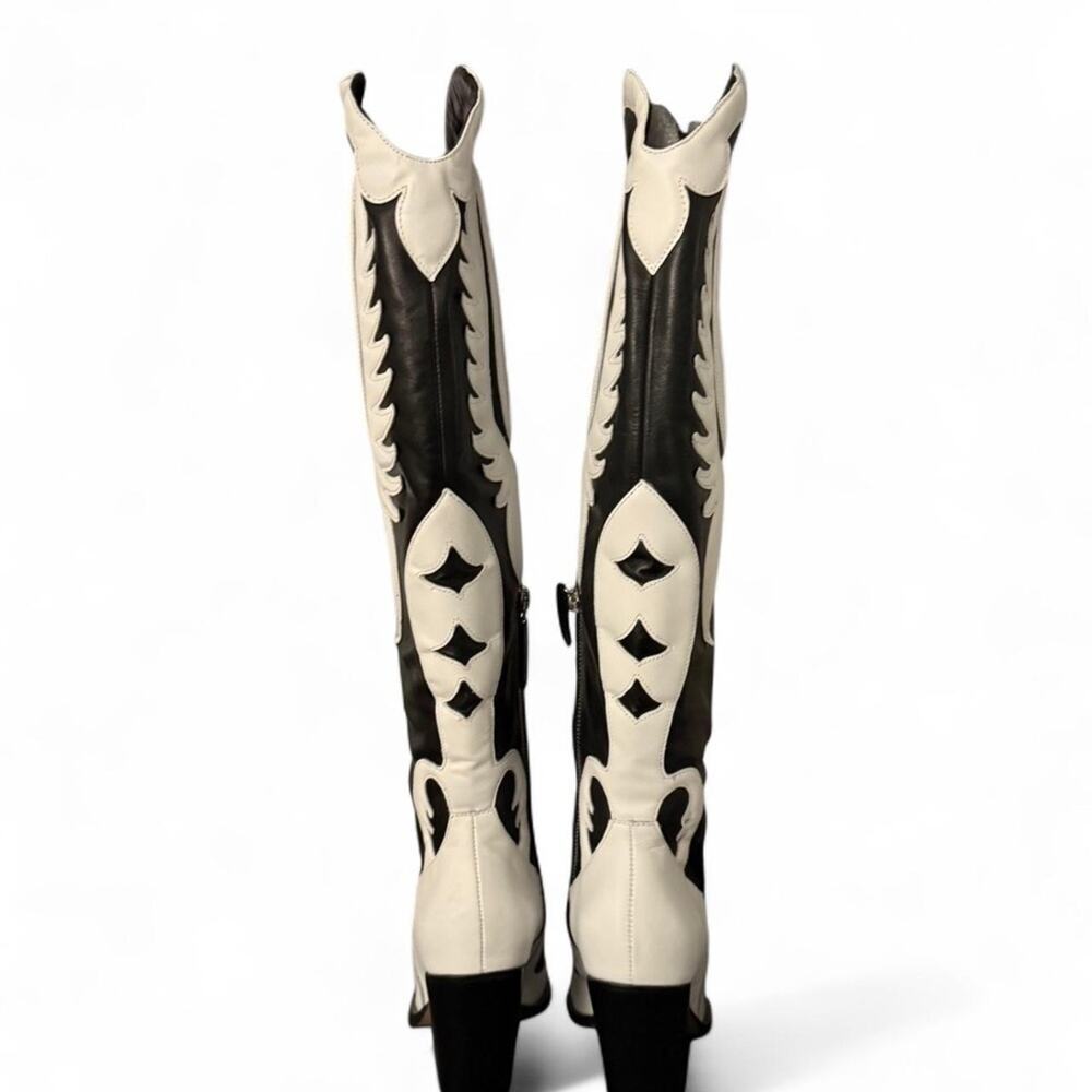 SCHUTZ Woody Up Cowboy Boot in Black & White (size 8) - Picture 2 of 7